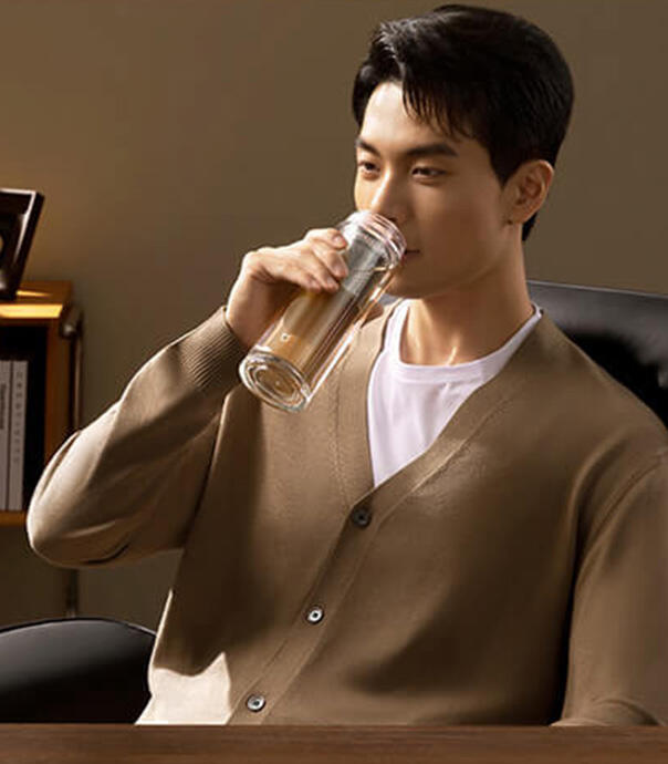 فلاسک شیشه‌ای قابل حمل شیائومی مدل Mijia Double-walled Glass Cup MJBLB01PL