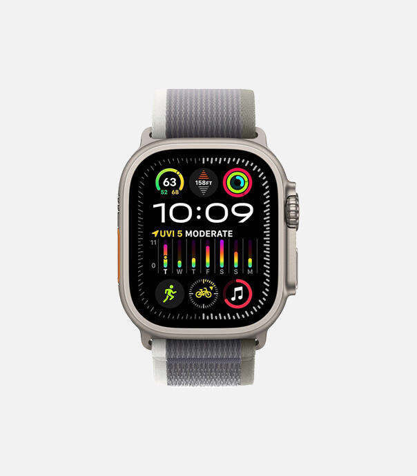 اپل واچ Ultra 2 مدل 49 میلی متری Natural Titanium Case با بند Trail Loop