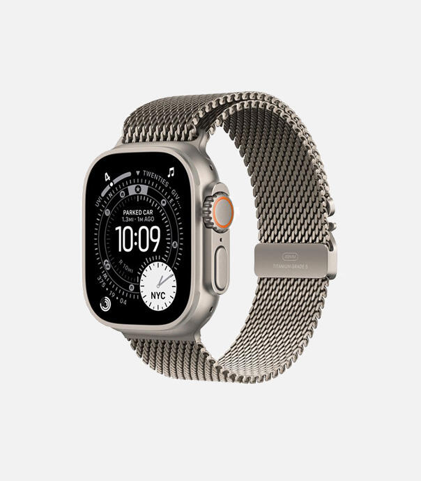 اپل واچ Ultra 2 مدل 49 میلی متری Natural Titanium Case با بند Milanese Loop