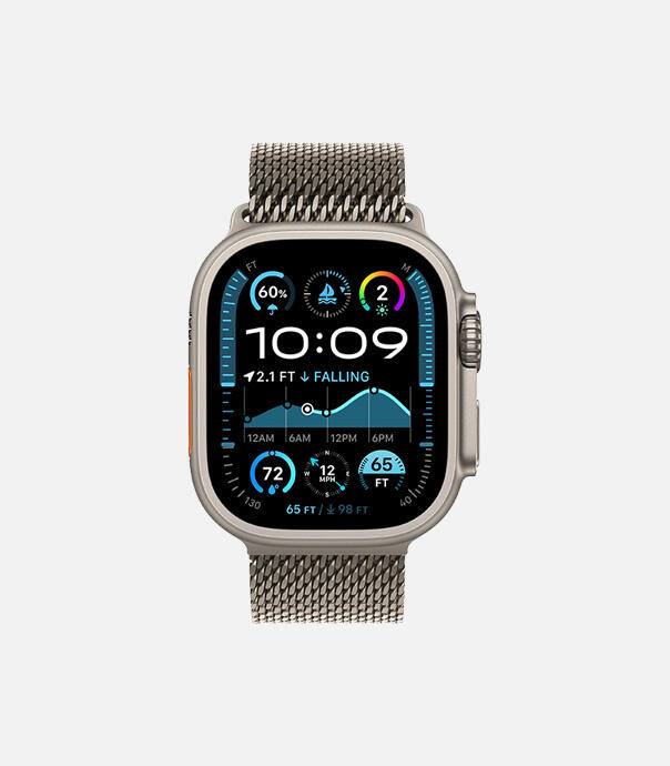 اپل واچ Ultra 2 مدل 49 میلی متری Natural Titanium Case با بند Milanese Loop
