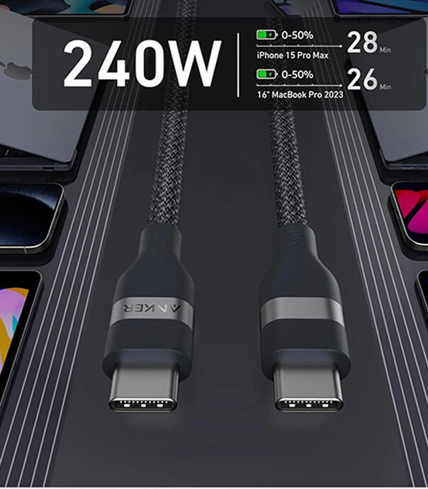 کابل شارژ انکر دو طرف تایپ سی، طول 0.9 متری مدل A82E2H11