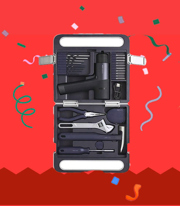 کیت جعبه ابزار HOTO به همراه دریل مدل QWDZGJ002