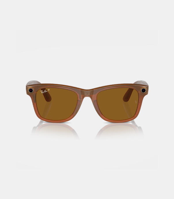 عینک هوشمند متا  Ray-Ban Meta WAYFARER RW4008 - رنگ فریم کاراملی براق - عدسی پلاریزه قهوه ای