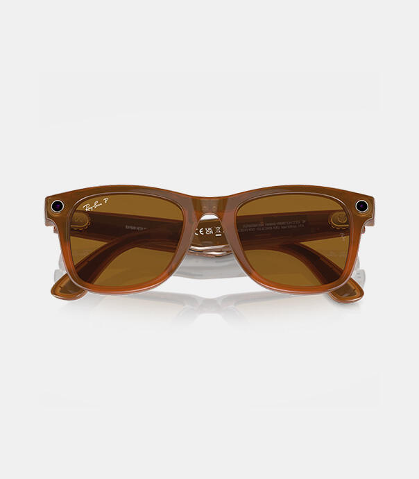 عینک هوشمند متا  Ray-Ban Meta WAYFARER RW4008 - رنگ فریم کاراملی براق - عدسی پلاریزه قهوه ای