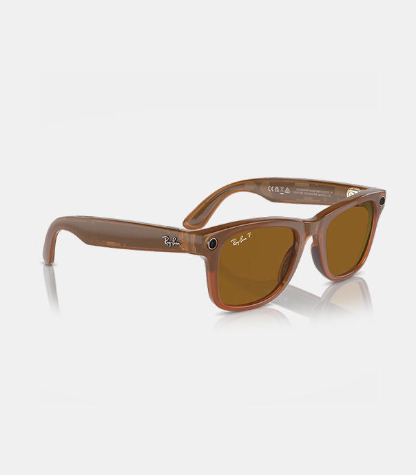 عینک هوشمند متا  Ray-Ban Meta WAYFARER RW4008 - رنگ فریم کاراملی براق - عدسی پلاریزه قهوه ای