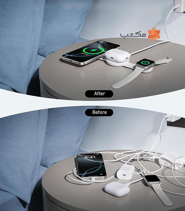 شارژر بی سیم مگ سیف سه کاره انکر مدل  Anker MagGo Qi2 Charger B25M8