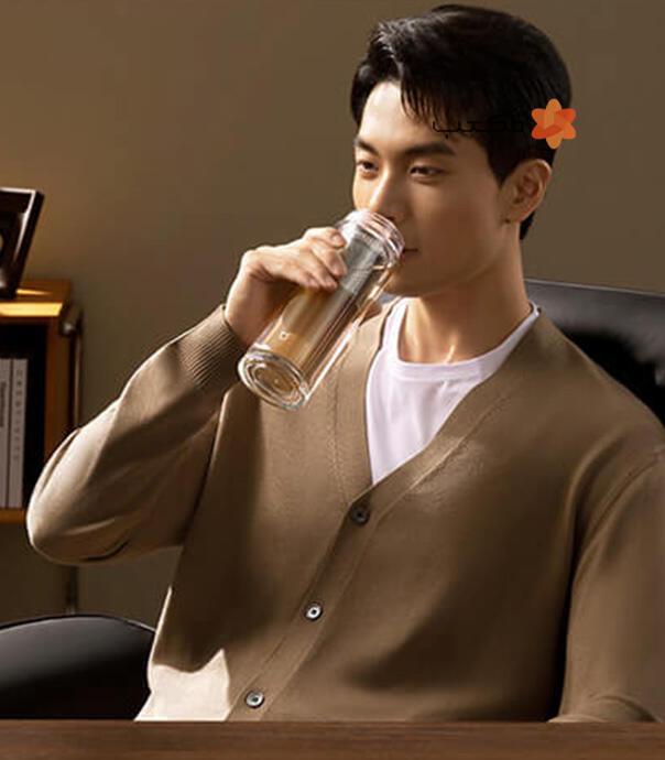 فلاسک شیشه‌ای قابل حمل شیائومی مدل Mijia Double-walled Glass Cup MJBLB01PL