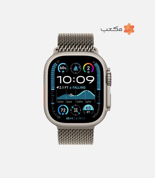 اپل واچ Ultra 2 مدل 49 میلی متری Natural Titanium Case با بند Milanese Loop