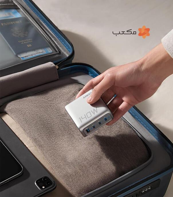 شارژر دیواری 140 وات انکر مدل  Anker Zolo 140W GaN 4 Port B2697