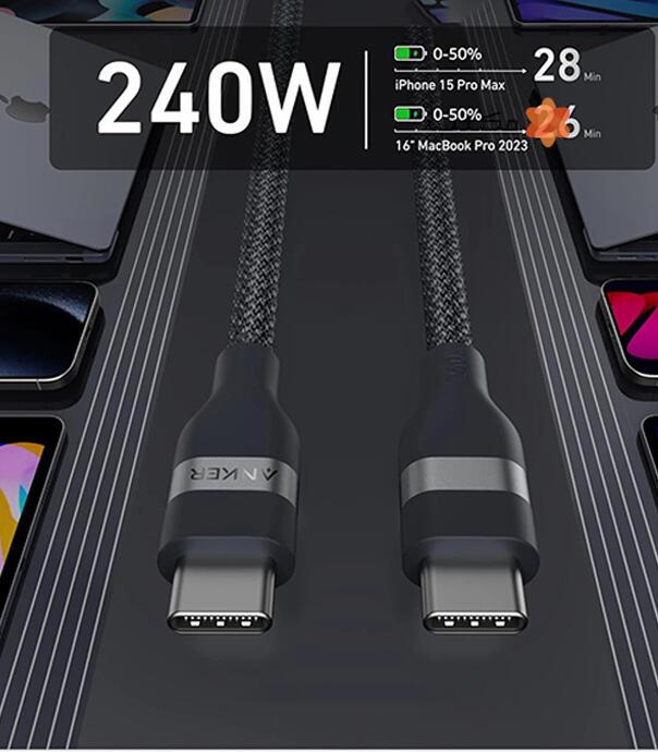 کابل شارژ انکر دو طرف تایپ سی، طول 0.9 متری مدل A82E2H11