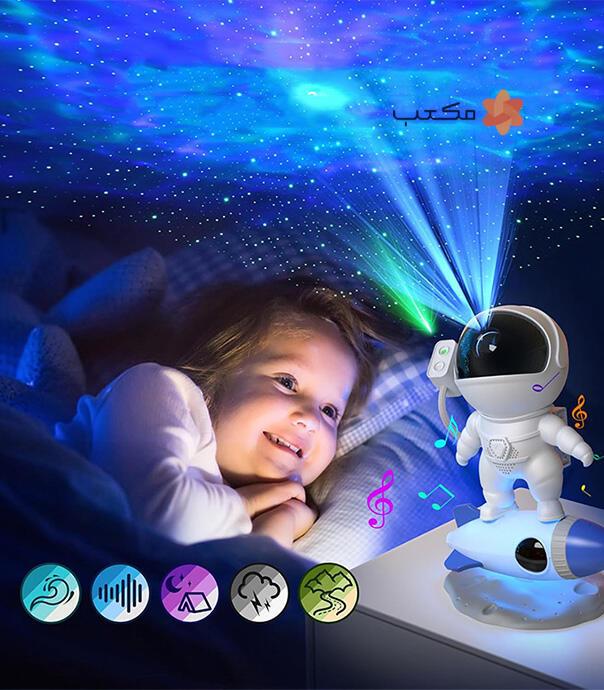 چراغ خواب کهکشانی فضانورد موشک سوار Rocket Astronaut Projector