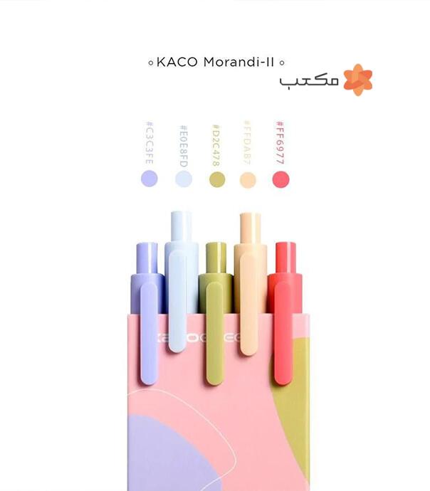 پک ۵ رنگ خودکار ژله‌ ای مدل Kaco Pure K1015  (5 رنگ متفاوت)