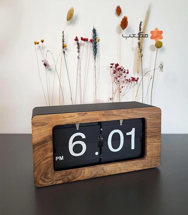 ساعت رومیزی مدل Wooden Box Flip Clock F010