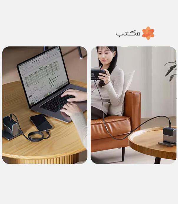 کابل 240 وات 6 آمپر مغناطیسی 1 متری کاکتک مدل Cuktech 6A Braided Magnetic Cable 1M